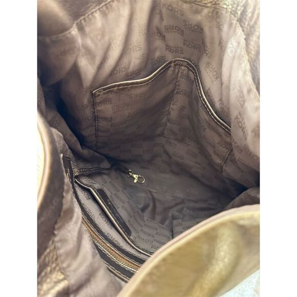 Michael Kors Bronze Metallic Leather Hobo Shoulder Bag Slouchy Y2K Mob Wife - Picture 4 of 10